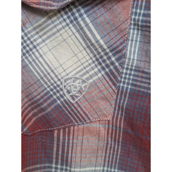 Ariat Shirt Men Retro Fit Pearl Snap Rodeo Frontier Plaid Western Large - Picture 4 of 5